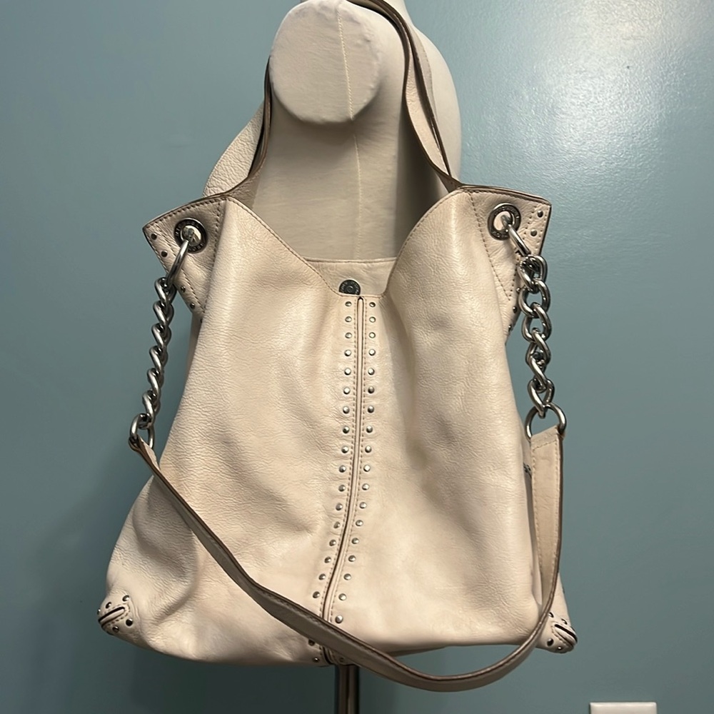 Michael, Michael Kors, cream, shoulder bag, silver hardware